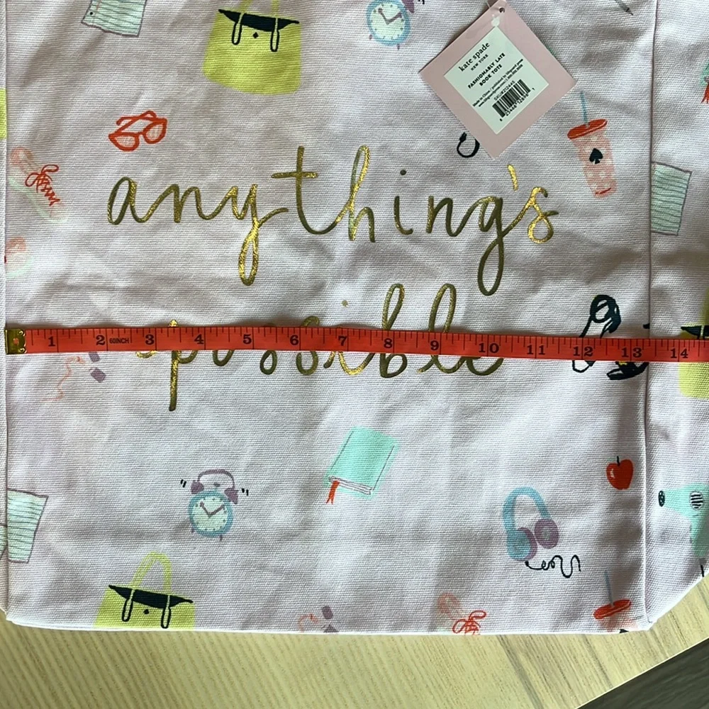 Kate Spade “anything’s possible” Fashionably Late Book Tote NWT - Picture 5 of 9